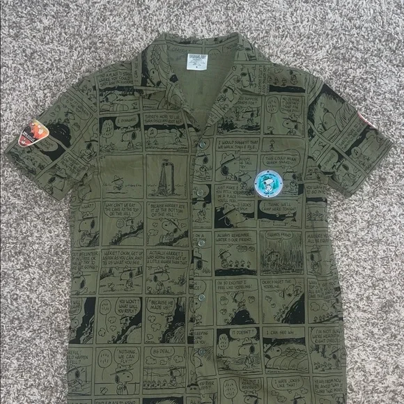 Peanuts Olive Comic Print Men's Shirt size small beagle scout - Picture 5 of 13